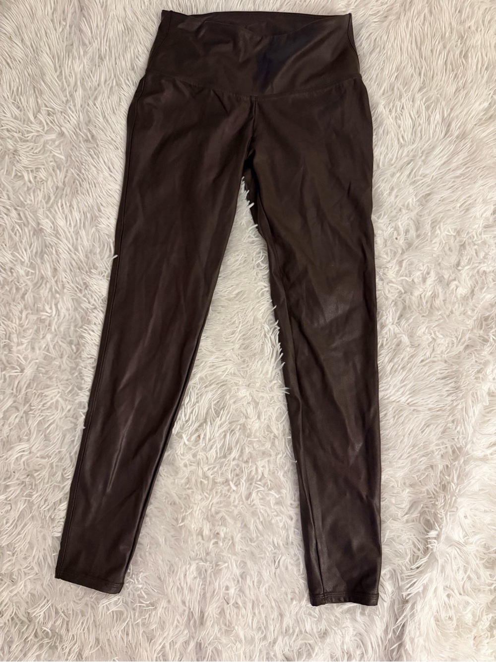 Time and Tru Brown Coated Faux Leather Leggings Size S